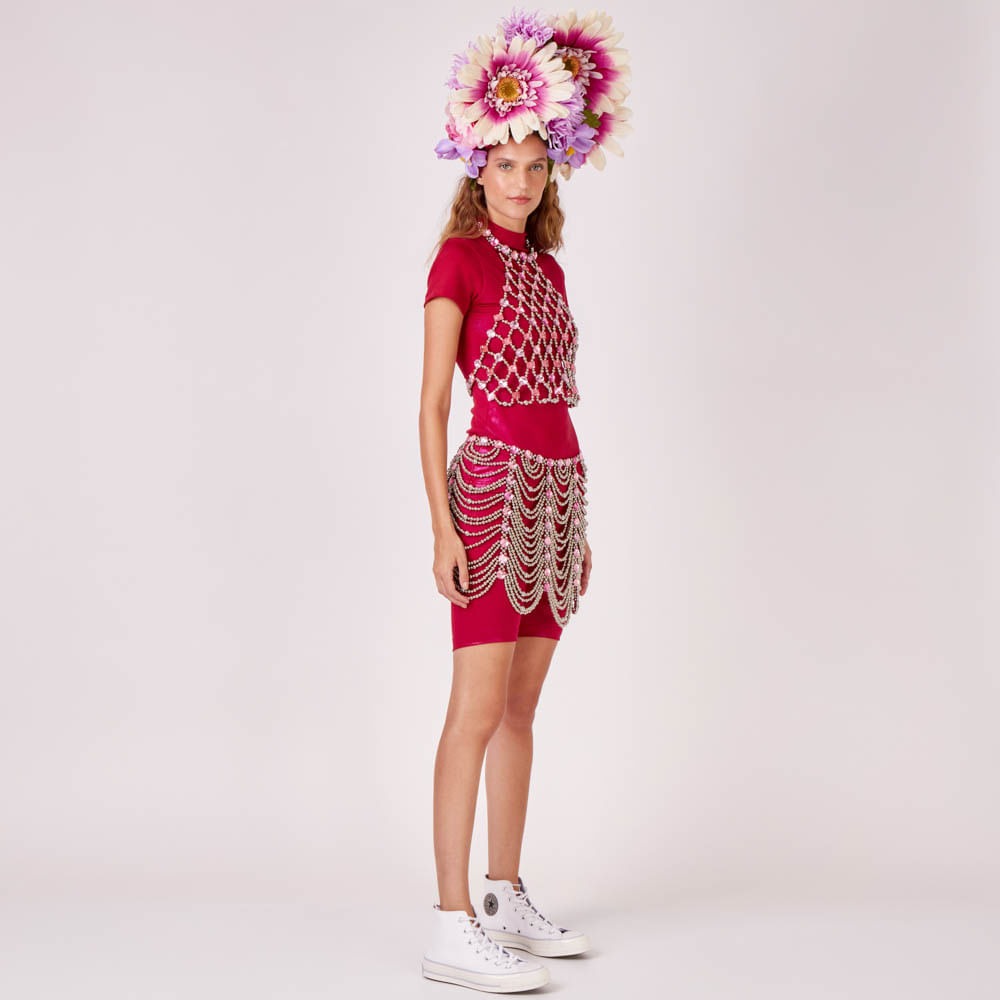 Top Cristais Rosa Gansho