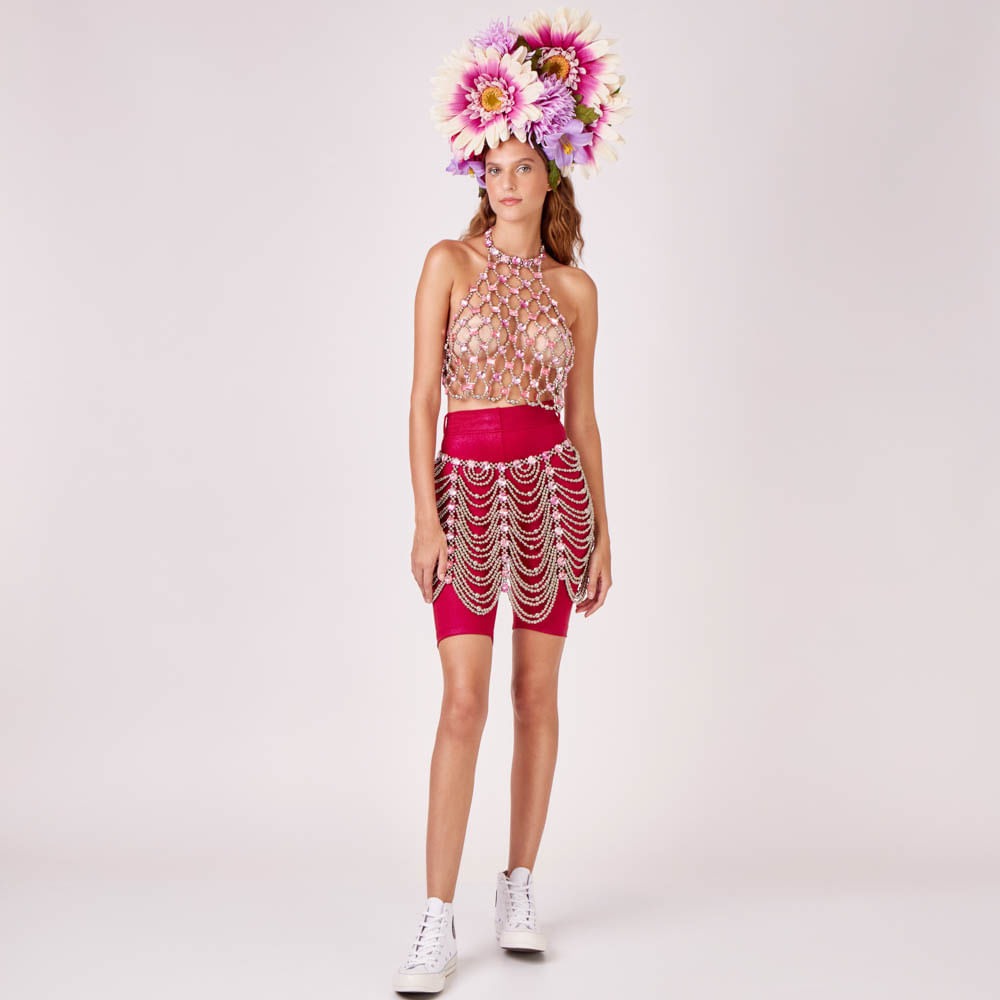 Top Cristais Rosa Gansho