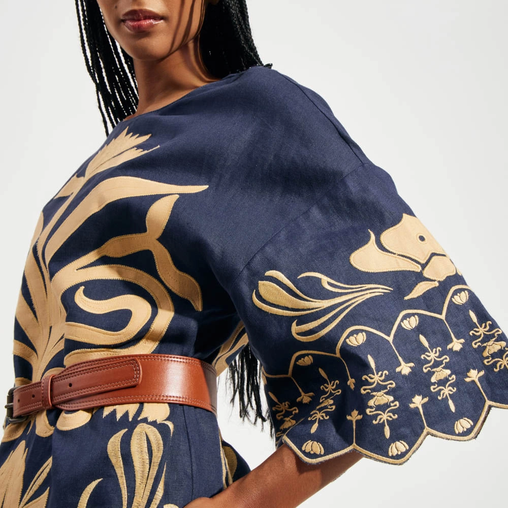 Vestido Linho Bordado Zizi