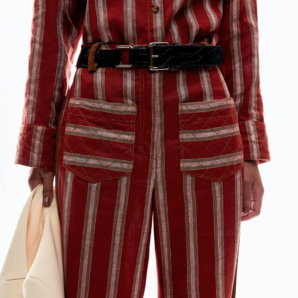 Calça Linho Risca Catia