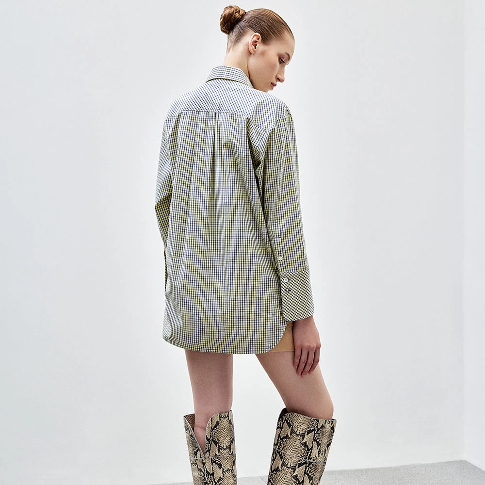 Camisa Tricoline Mini Chess Luna