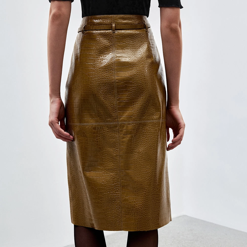 Saia Couro Croco Verena