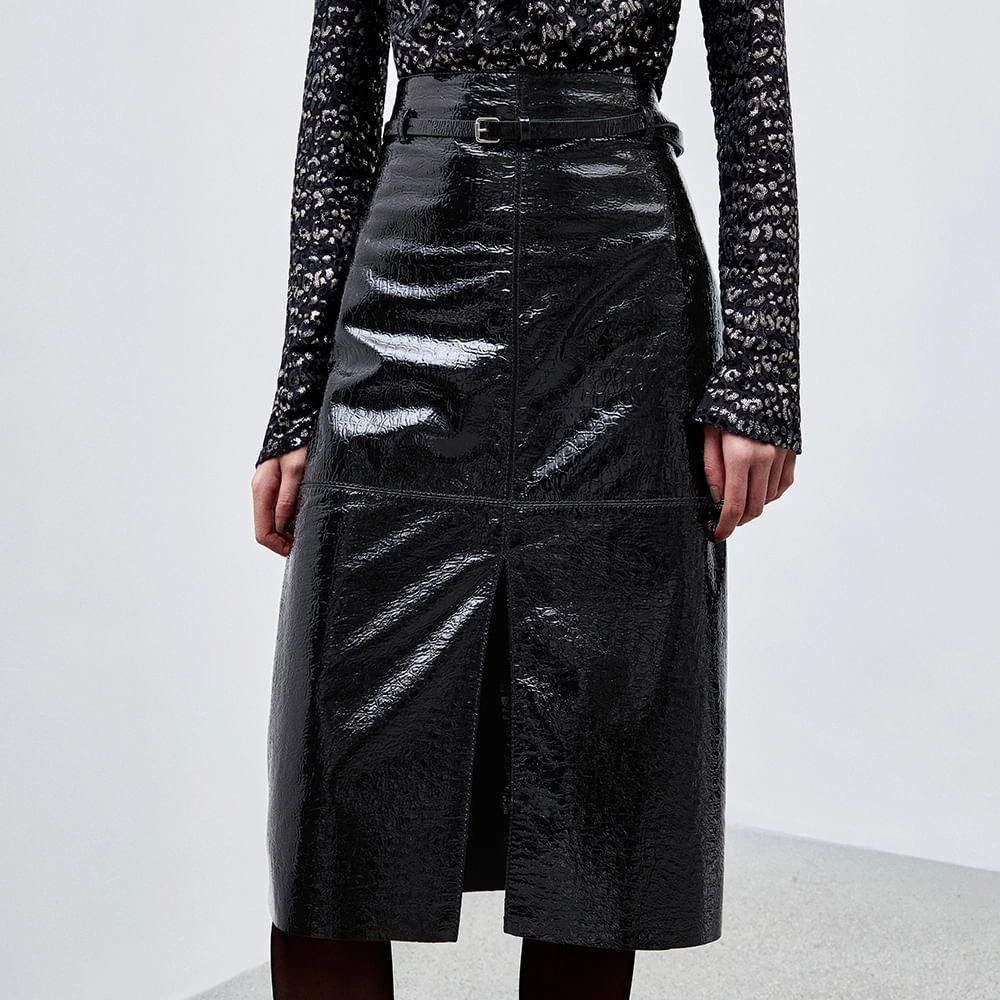 Saia Couro Lunar Vanessa