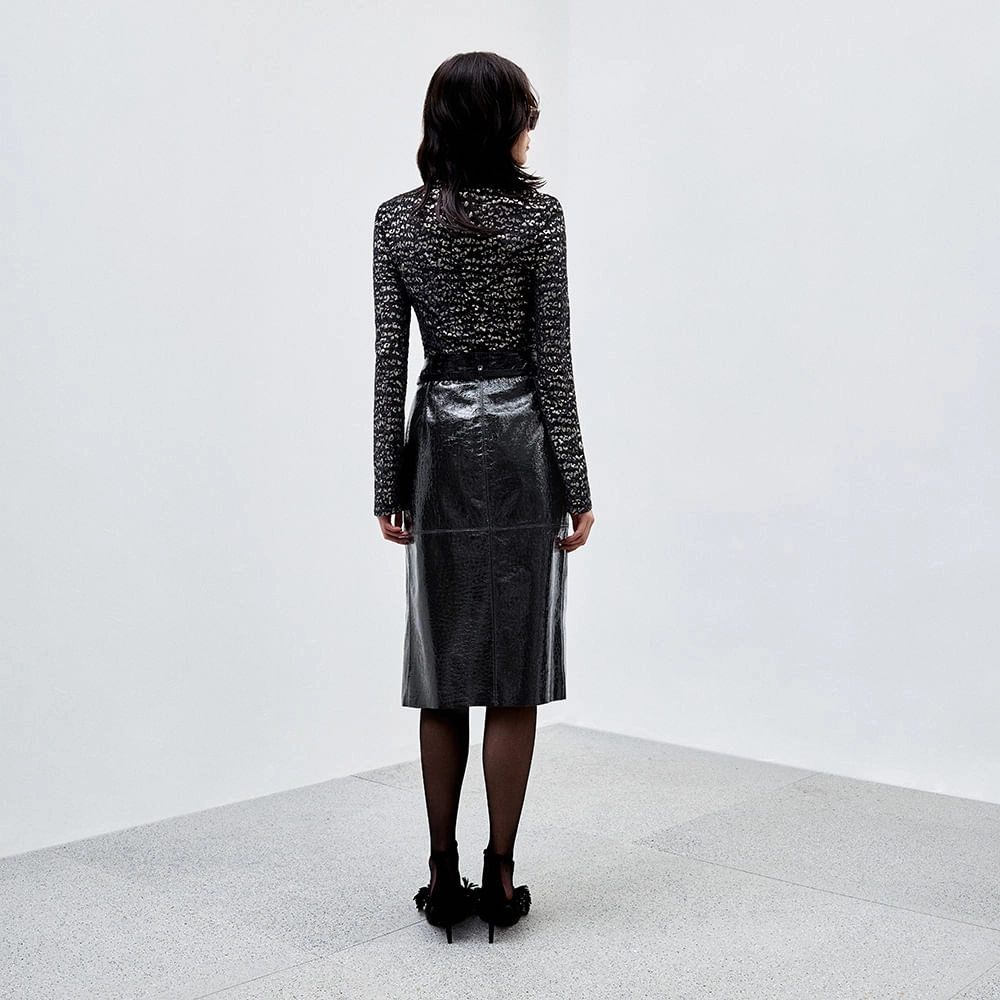 Saia Couro Lunar Vanessa