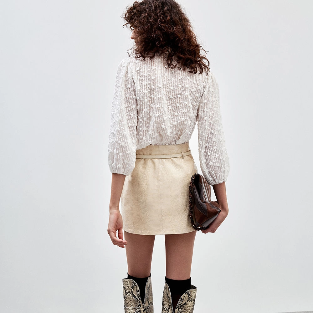 Saia Shorts Couro Croco Valen