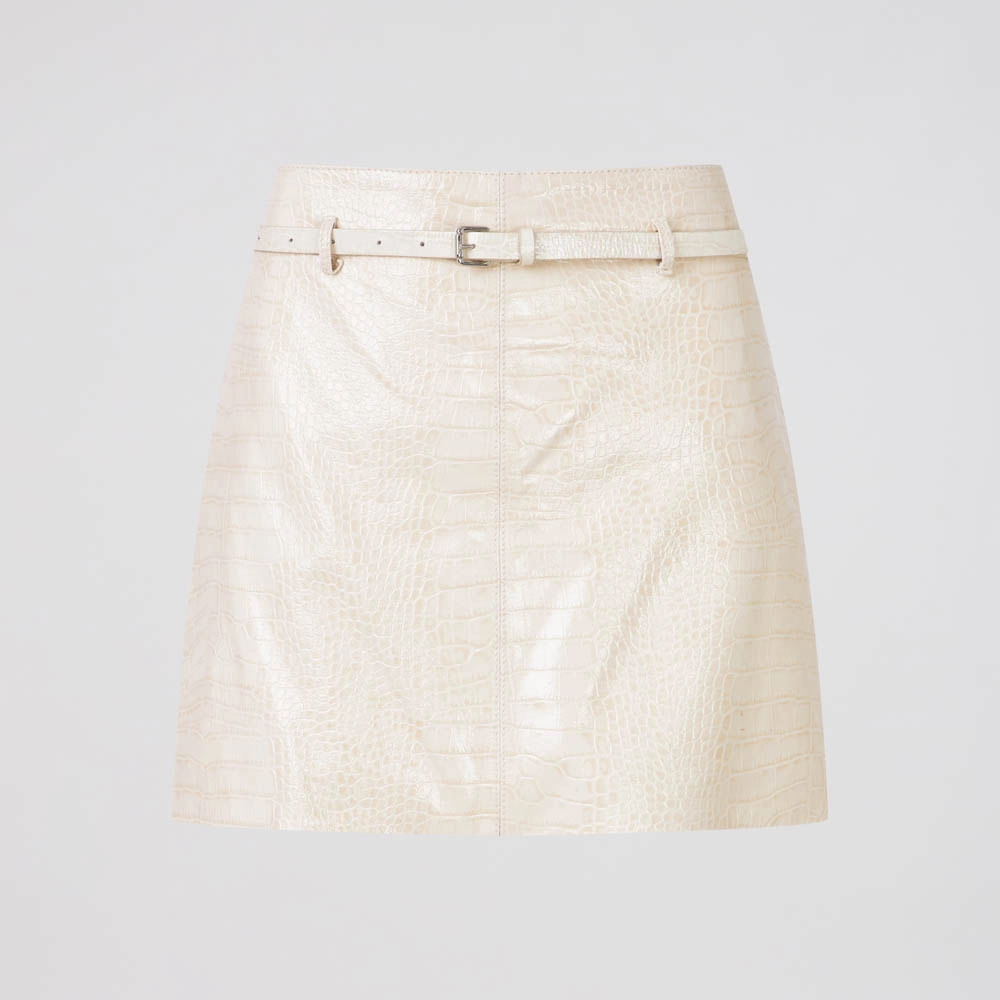 Saia Shorts Couro Croco Valen
