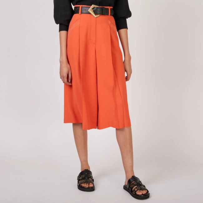 Bermuda Crepe Pesponto Natalie - Laranja Fire/40