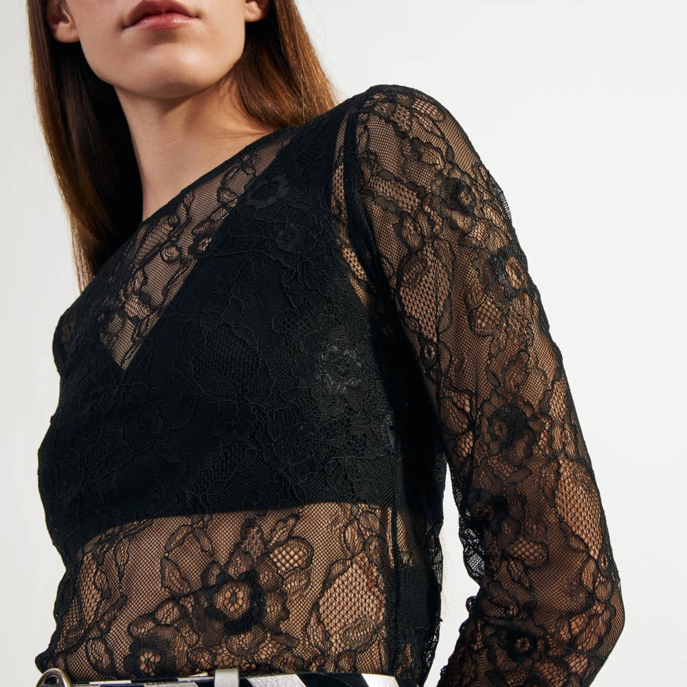 Blusa Flower Lace Felipa - Preto/PP
