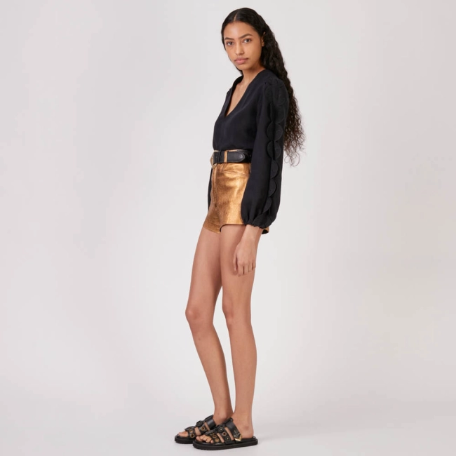 Blusa Linho Scallops Lupita - Preto/40