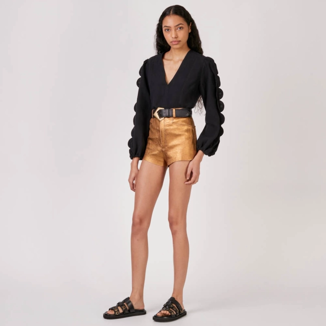 Blusa Linho Scallops Lupita - Preto/40