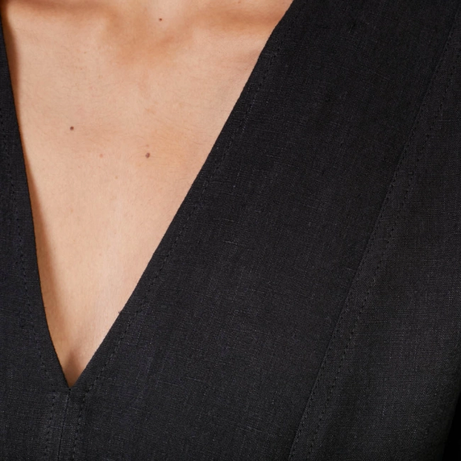 Blusa Linho Scallops Lupita - Preto/40