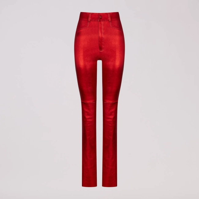 Calça Couro Metalizado Stretch Vanessa