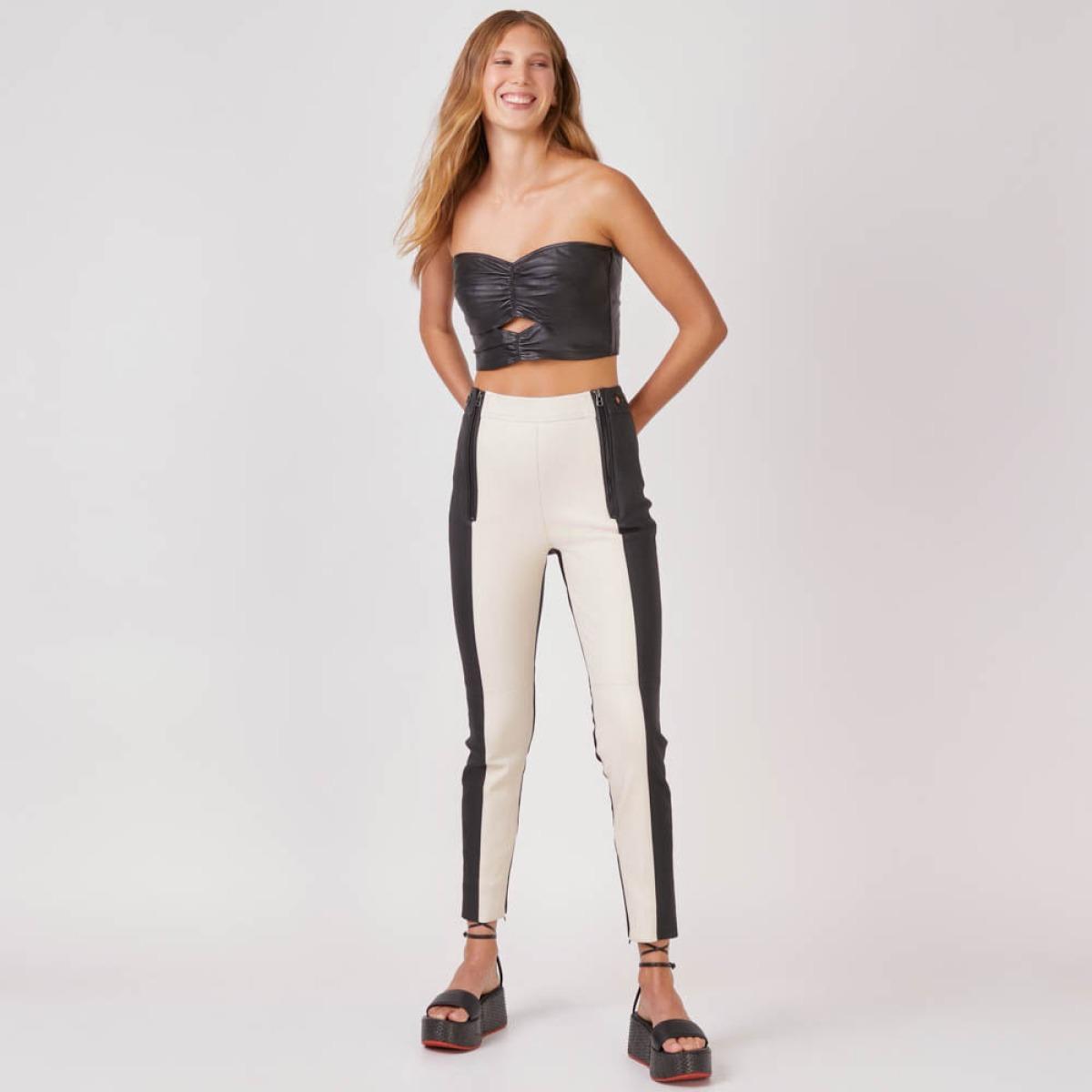 Calça Couro Stretch Ziah - Pb/40 Calça Couro Stretch Ziah - Pb/40