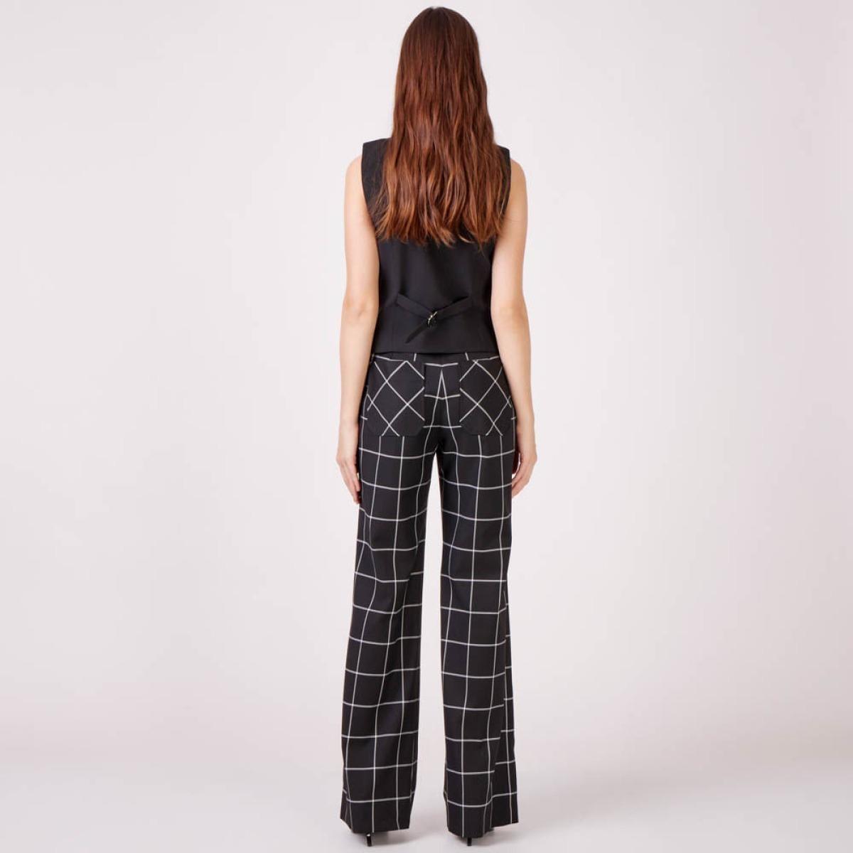 Calça Gabardine Xadrez Lorena - Preto/34 Calça Gabardine Xadrez Lorena - Preto/34