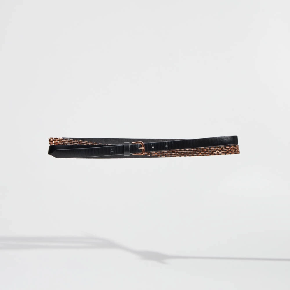 Cinto Couro Metal Duo Ava