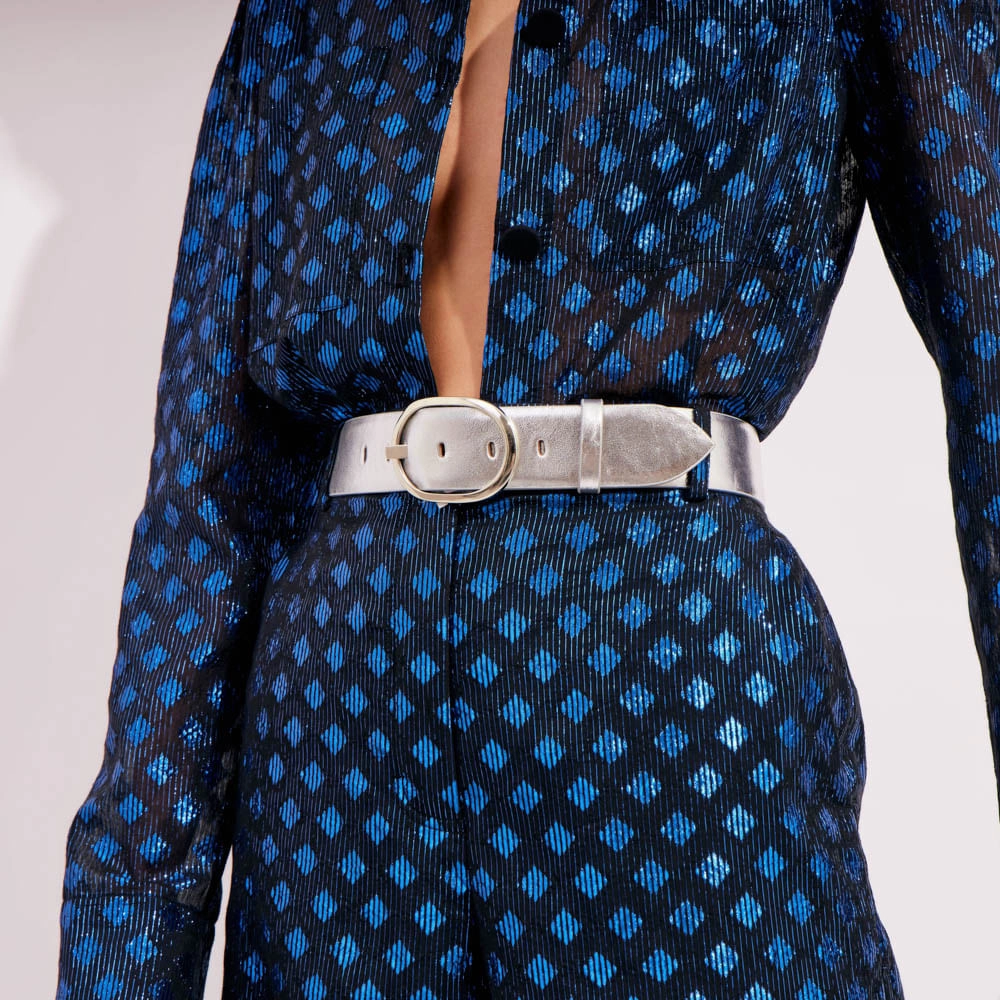 Cinto Couro Metalizado Esther