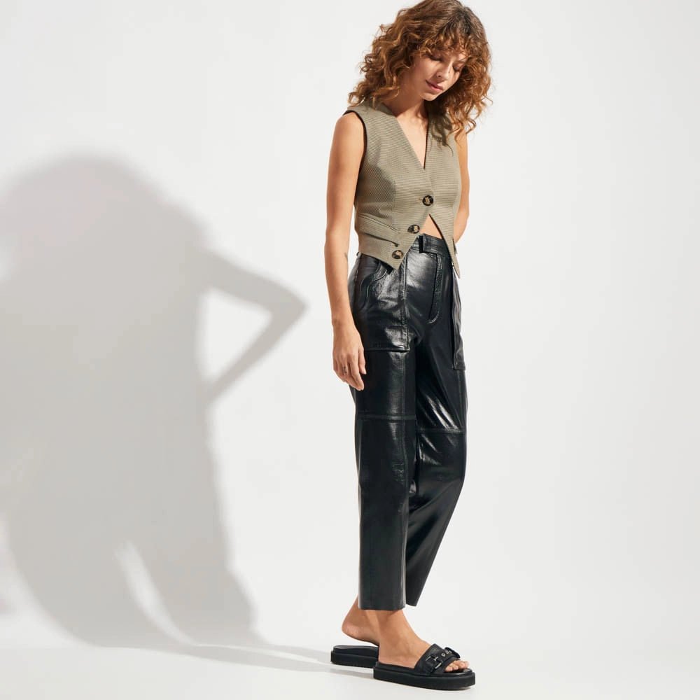 Colete Pied Poule Poppy - Bege/Preto/P