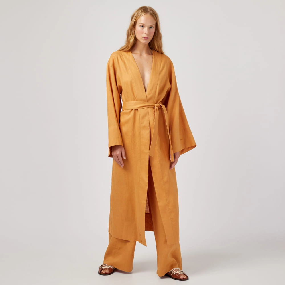 Kimono Linho Dream Dora - Laranja Carrot/M