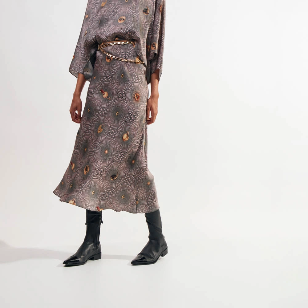 Saia Cetim Mellow Chloe - Verde/Rosa/36