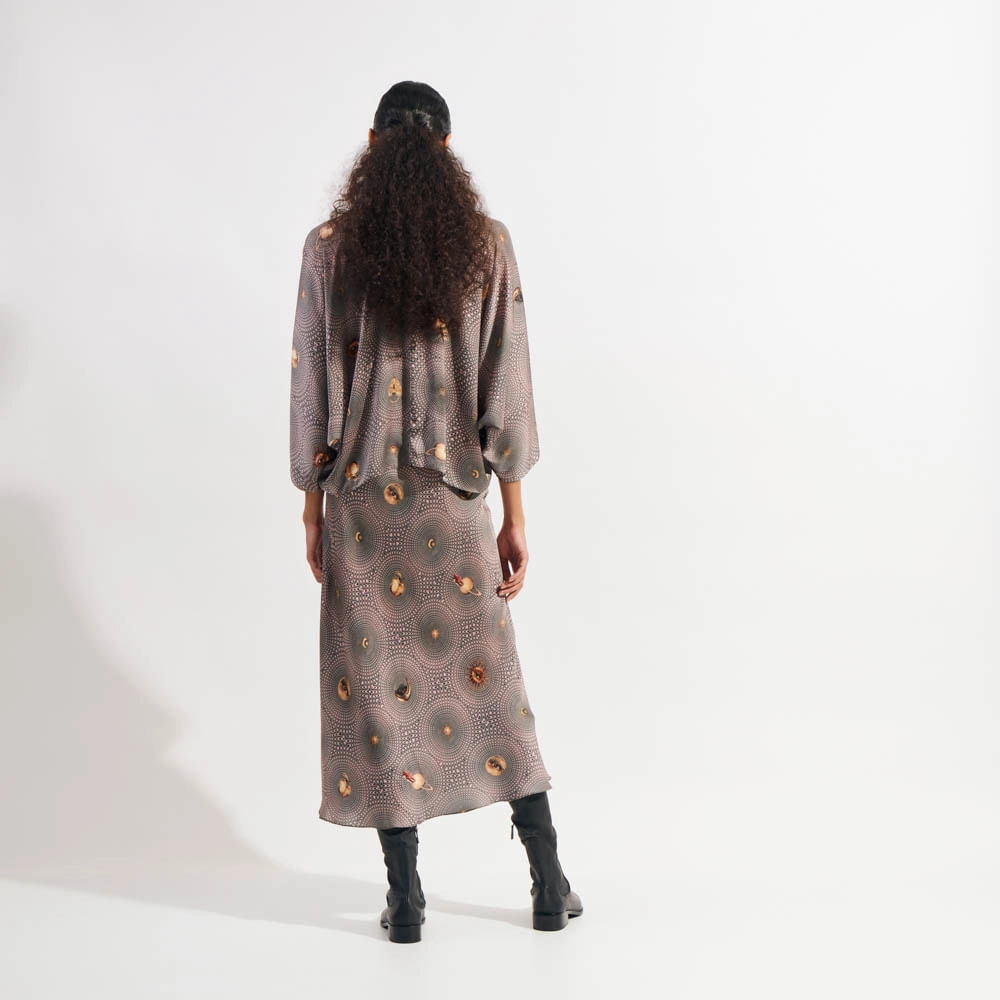 Saia Cetim Mellow Chloe - Verde/Rosa/36