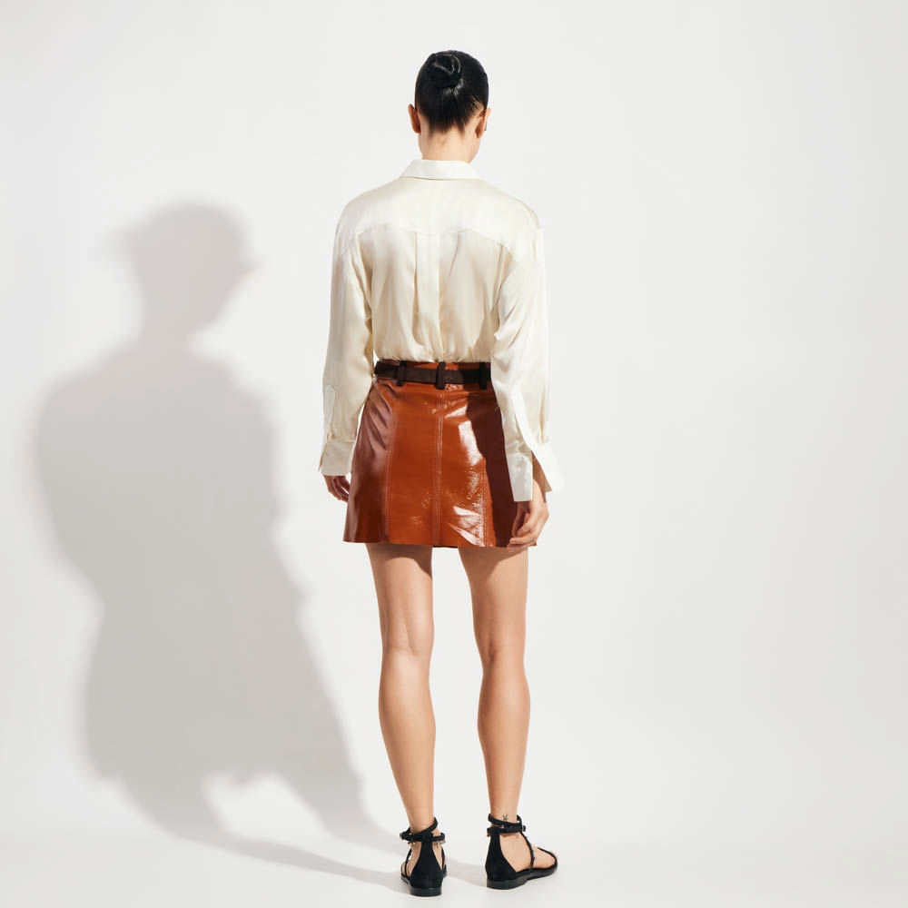 Saia Shorts Couro Cora