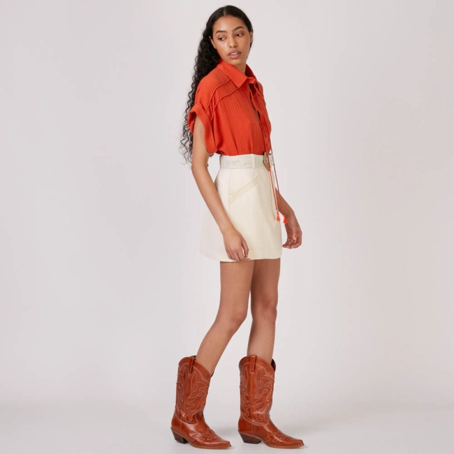 Saia Shorts Crepe Pesponto Nina (ref f443)