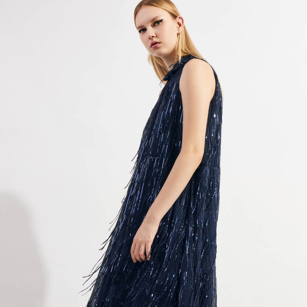 Vestido Paetê Franjas Fabi