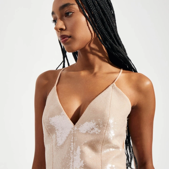 Vestido Paetê Perola Piper