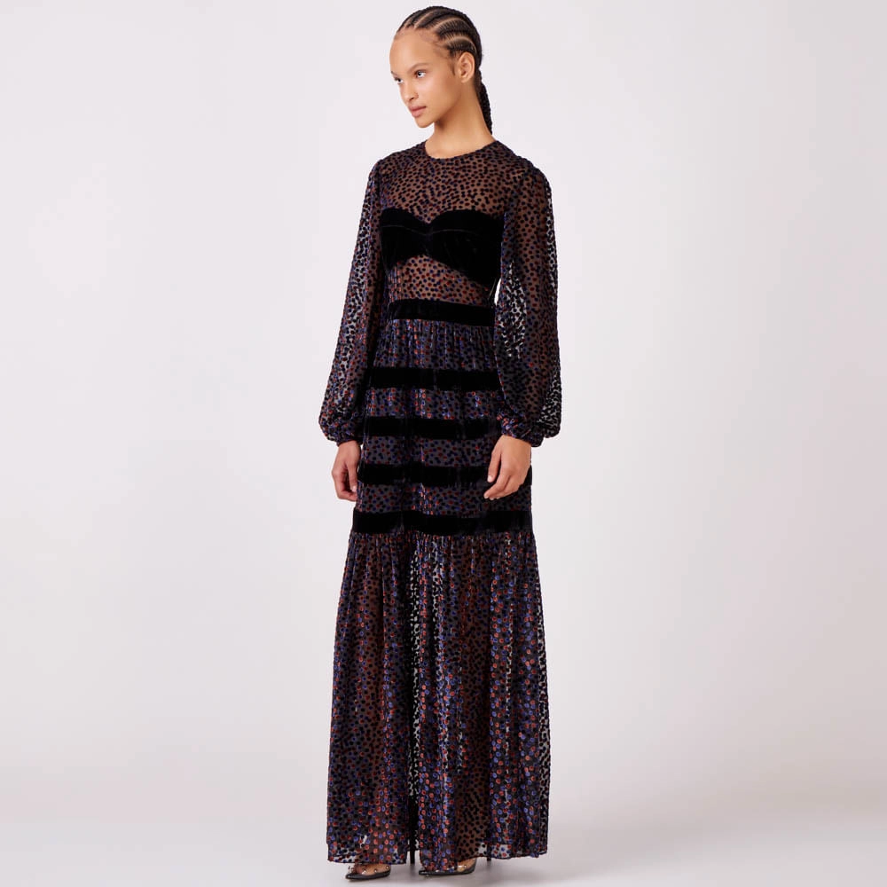 Vestido Veludo Poá Violet