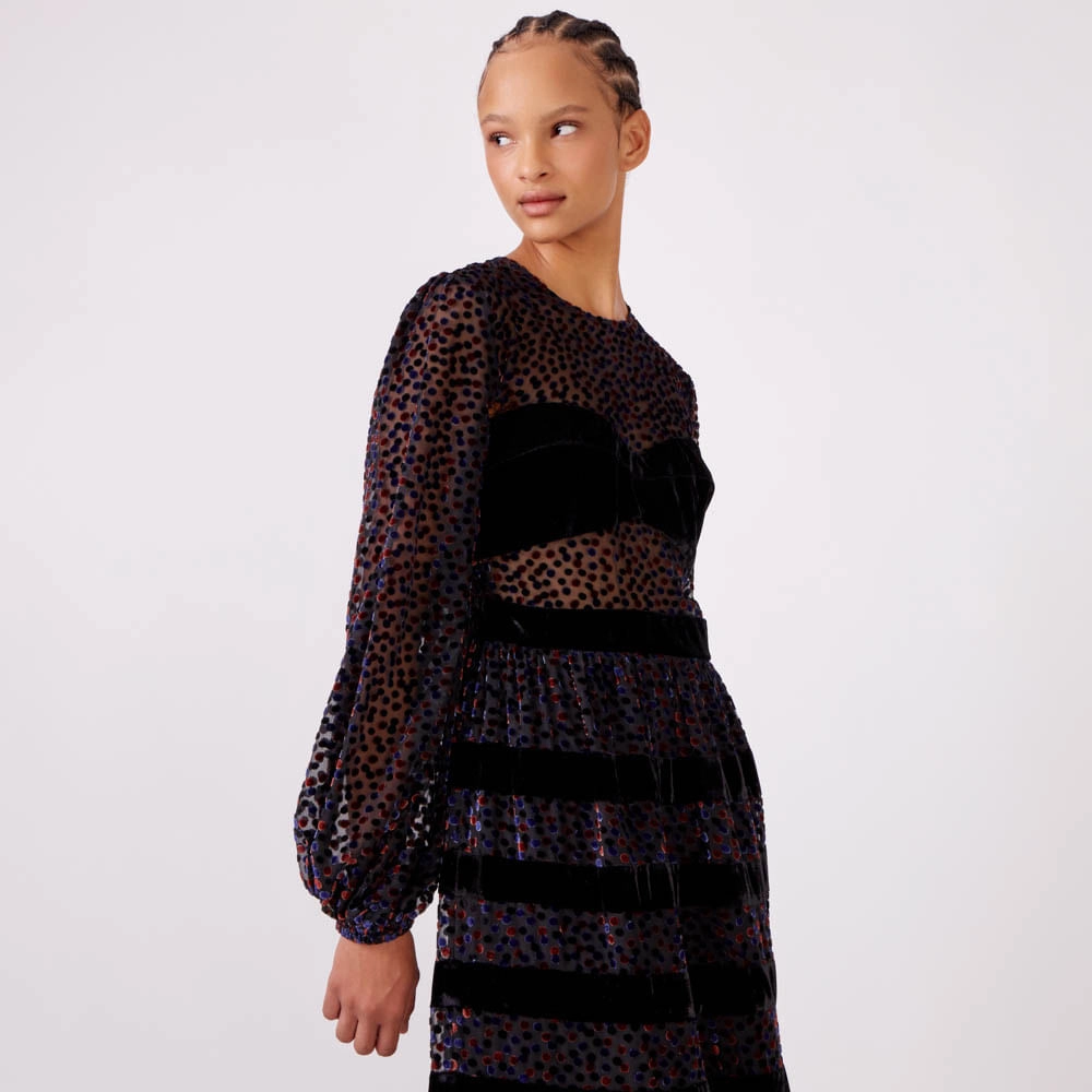 Vestido Veludo Poá Violet