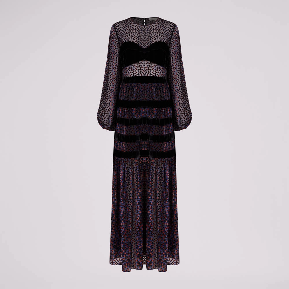 Vestido Veludo Poá Violet