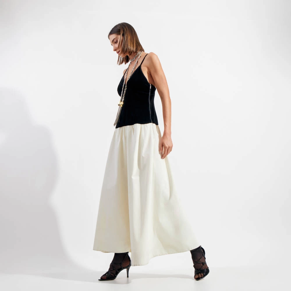 Vestido Veludo Tafetá Taty