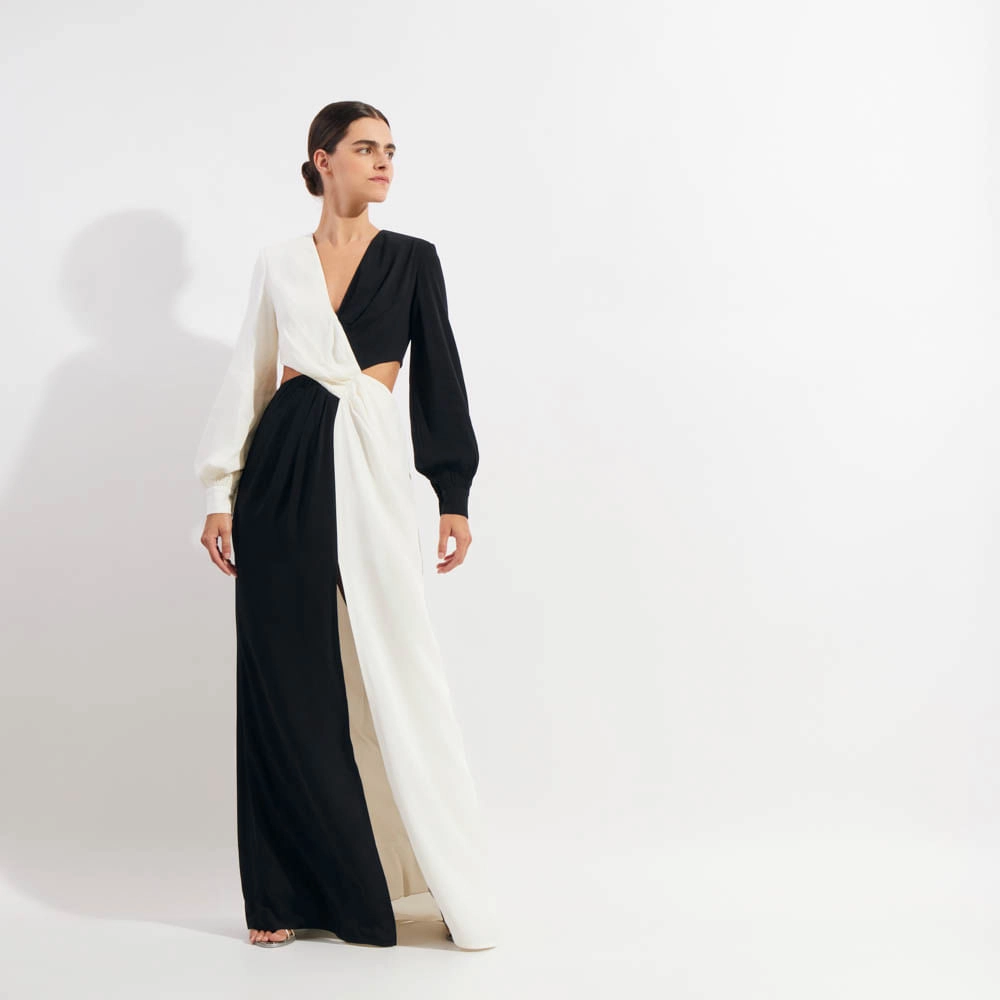 Vestido Crepe Satin Sade