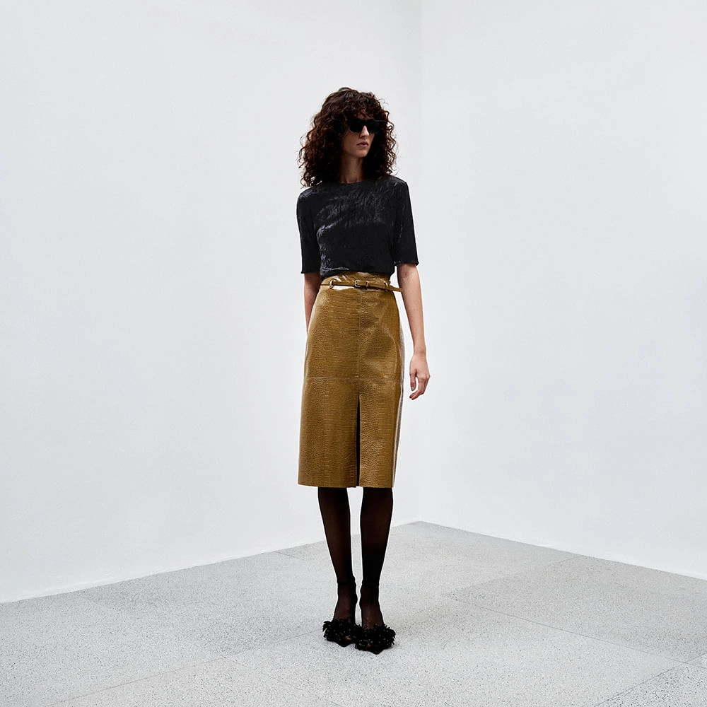 Saia Couro Croco Verena