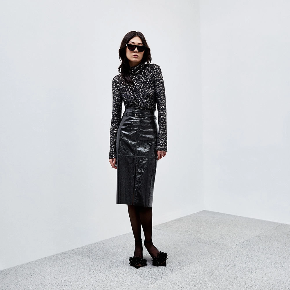 Saia Couro Lunar Vanessa