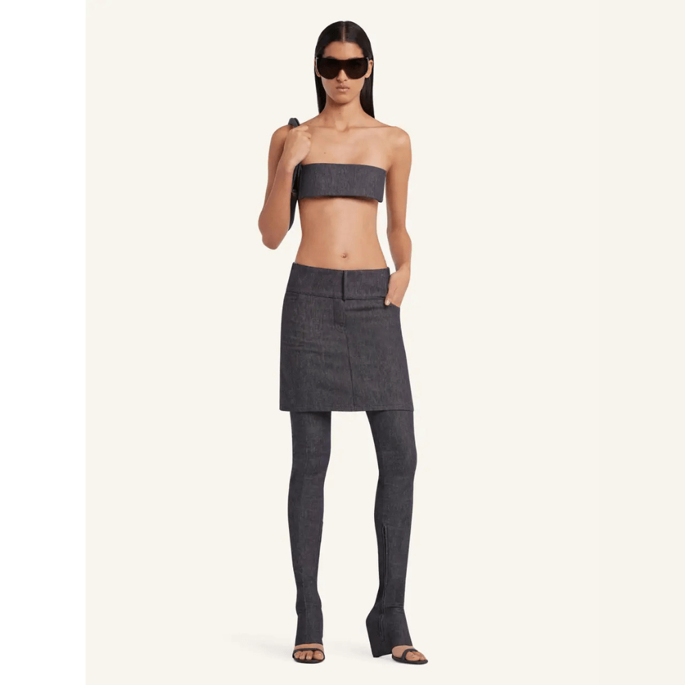 Saia Belted Denim Mini Courrèges