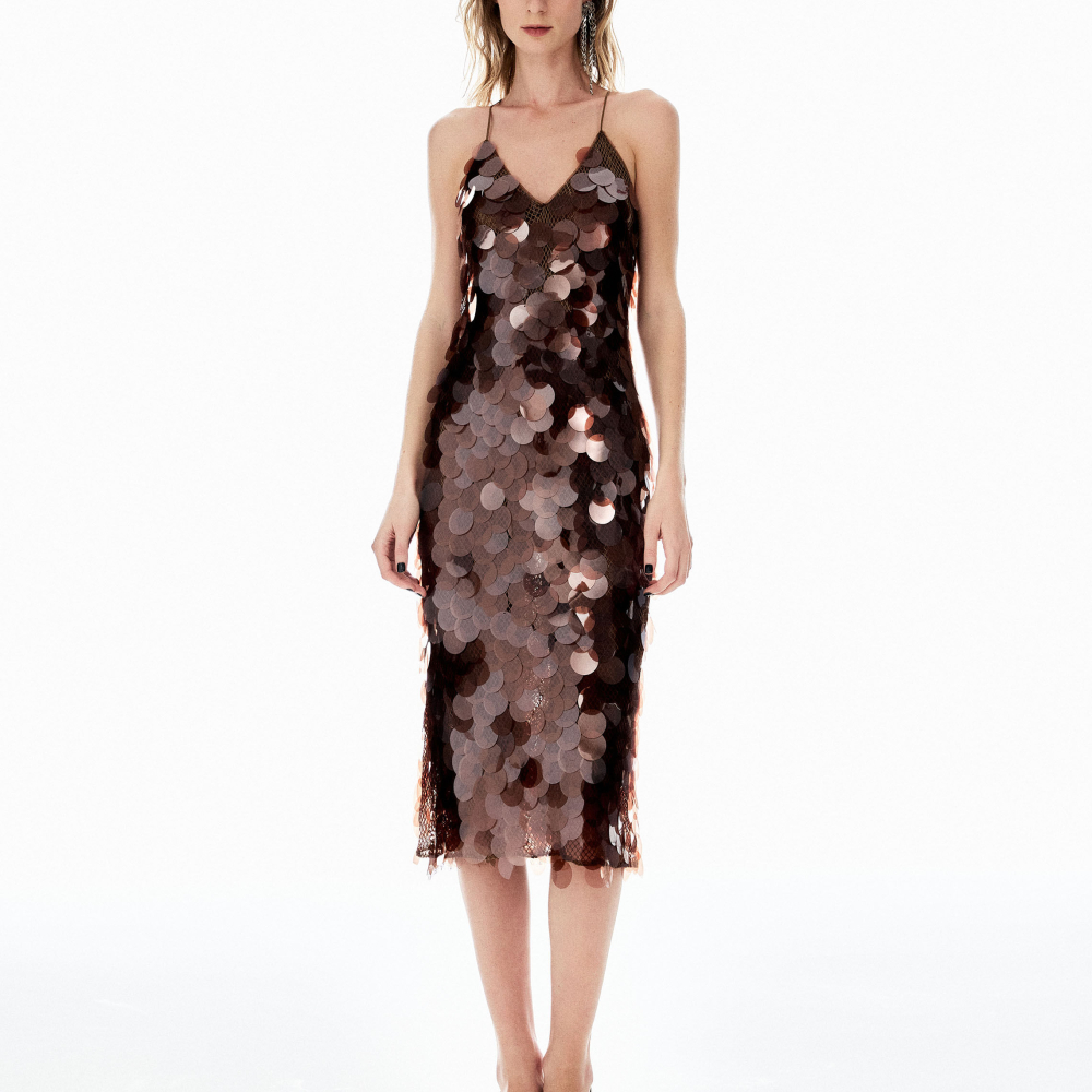 Vestido Paetê Oil Olivia