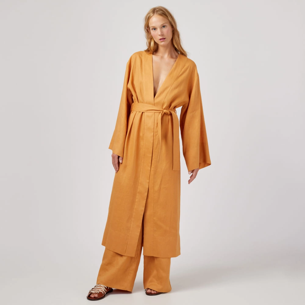 Kimono Linho Dream Dora - Laranja Carrot/M