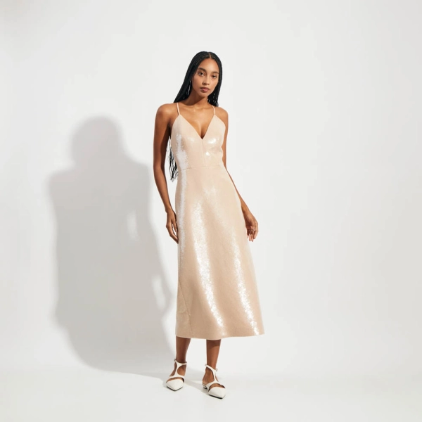 Vestido Paetê Perola Piper