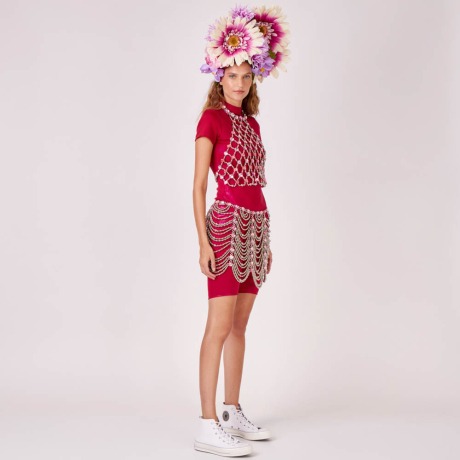 Top Cristais Rosa Gansho