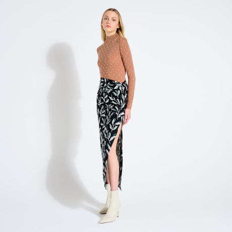 Saia Midi Estampada Rabanne