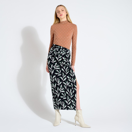 Saia Midi Estampada Rabanne