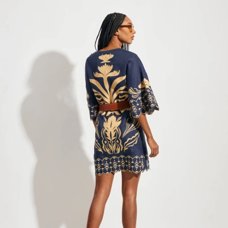 Vestido Linho Bordado Zizi