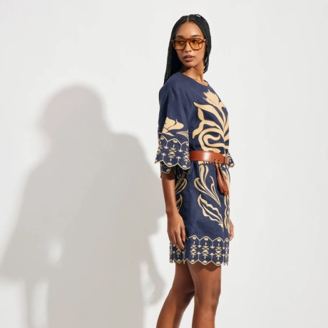 Vestido Linho Bordado Zizi