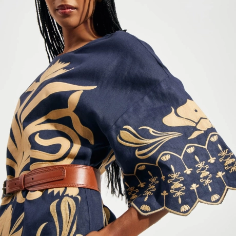 Vestido Linho Bordado Zizi