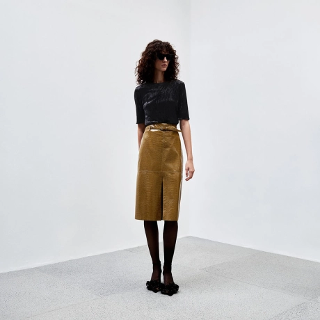 Saia Couro Croco Verena