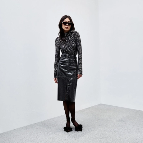 Saia Couro Lunar Vanessa