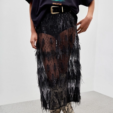 Saia Paetê Pluma Tessa