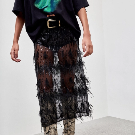 Saia Paetê Pluma Tessa