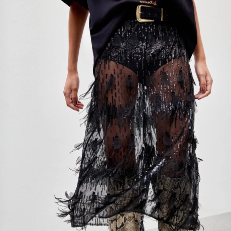 Saia Paetê Pluma Tessa